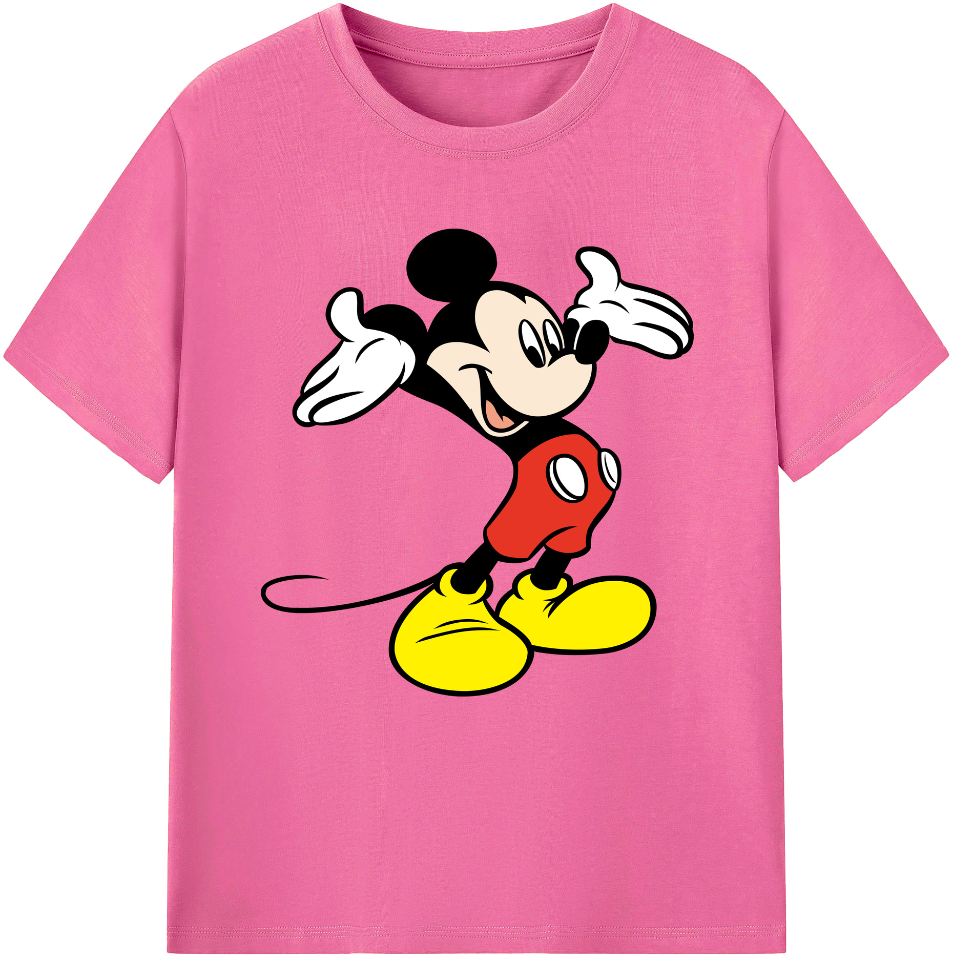 （画像用） ミッキーマウス Mickey Mouse レディースカジュアルプリントTシャツ（綿100％）